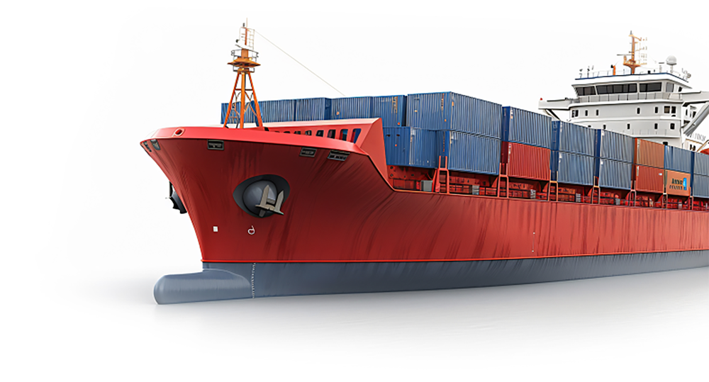 Cargo ship sailing across the sea
