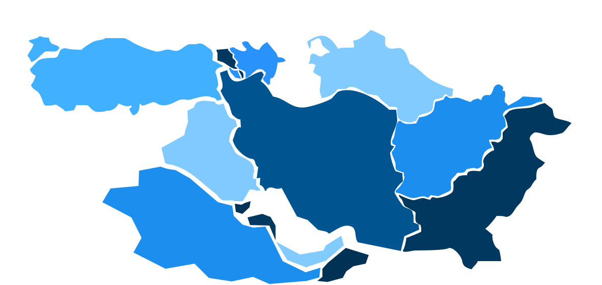 iran neighbors on map